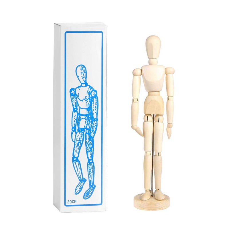 Holiberty 8 Inch Artists Wooden Manikin Flexible Body Joints Human Figure Puppet Model Wood Male Mannequin Doll Ornament Stand for Home Office Desk Decoration Sketching Drawing Painting Supplies - Image 5